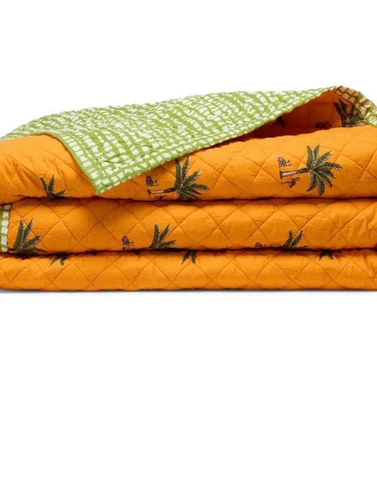 Coniglio Palm Beach Other - Coniglio Palm Beach cotton Orange Palm-Print gingham Quilted‎ Bedding TWIN